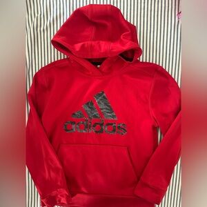 Adidas Vibrant Red Hoodie with Black Logo